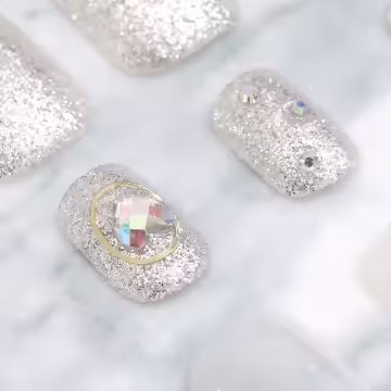 白銀仙子晶粉亮面×穿戴式手指甲片×二十四入