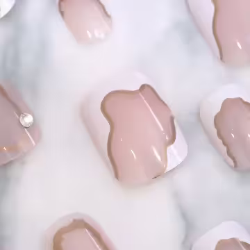 粉光金邊璀璨亮面×穿戴式手指甲片×二十四入