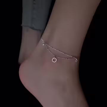 雙層幾何圓形晶鑽×腳鍊