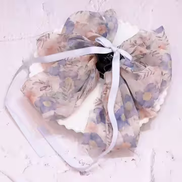雪紡碎花蝴蝶結×抓夾髮夾×共四色