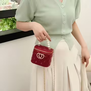 雙心立體水桶包×果凍鍊條斜背包×酒紅