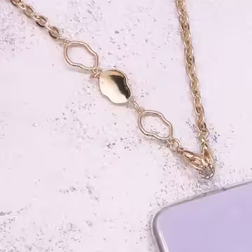 個性金屬貝殼×手機斜背雙勾掛繩×金色