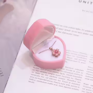 粉翼愛心×適用戒指/耳釘/項鍊/手鍊×絨布盒