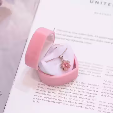 粉翼愛心×適用戒指/耳釘/項鍊/手鍊×絨布盒