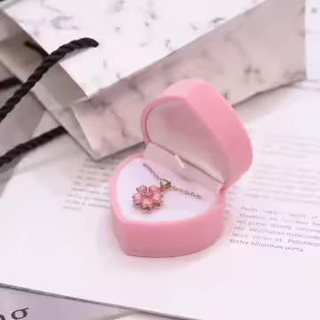 粉翼愛心×適用戒指/耳釘/項鍊/手鍊×絨布盒