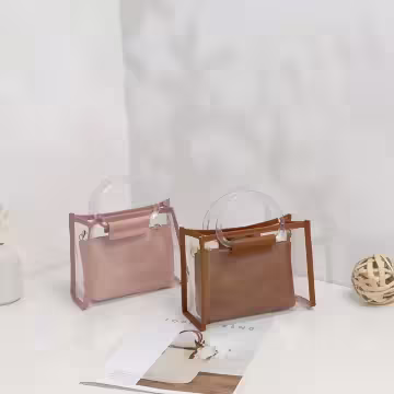 雙層可拆透明提把×鍊條斜背包×粉紅