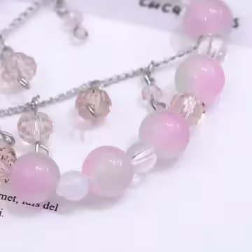 桃色雙層小櫻花×固定式串珠手鍊