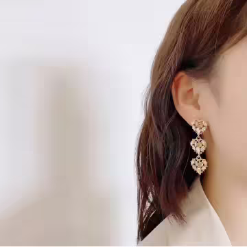 超閃愛心×不對稱吊墜耳環