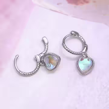 月光麻邊愛心×耳扣