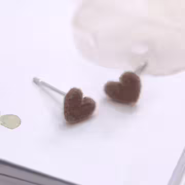 絨毛小熊愛心珍珠×三套件耳環組