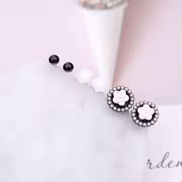 黑白玫瑰×三套件耳環組