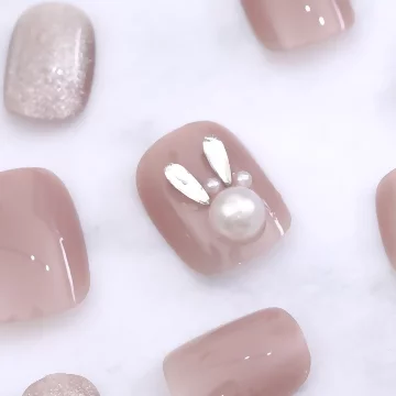 珍珠兔粉色貓眼亮面×穿戴式手指甲片×二十四入.avif