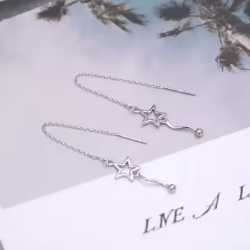 925銀針×星星流蘇小豆×耳線
