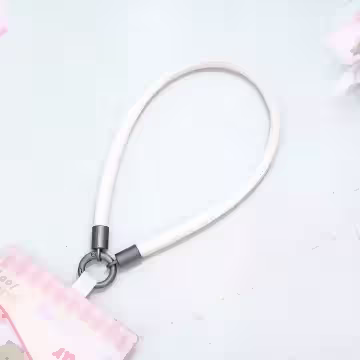 單色簡約皮革×手機腕帶掛繩×白色