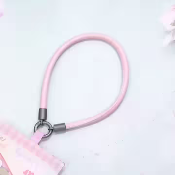 單色簡約皮革×手機腕帶掛繩×粉紅