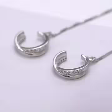925銀針×簡約晶鑽交叉×耳骨耳線