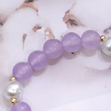 貝殼晶鑽紫晶琉璃×固定式串珠手鍊.avif