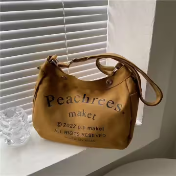 個性帆布字母×斜背包×棕咖