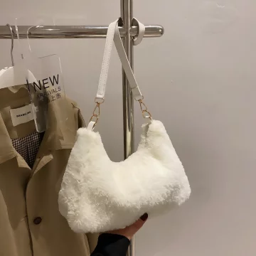 毛絨小單肩×肩背袋×白色.avif