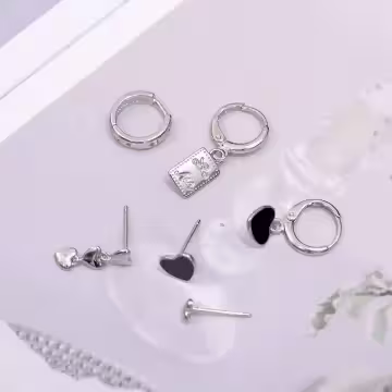 冷酷黑愛心×單邊六套件耳環組