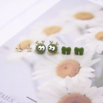絨毛呆萌小怪獸×三套件耳環組×綠色.avif