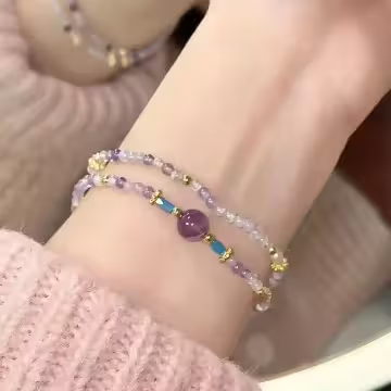 淡紫彩珠雙層×固定式串珠手鍊
