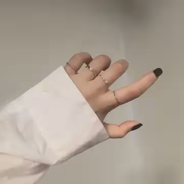 三顆珍珠波紋麻花×五套件戒指組×銀色