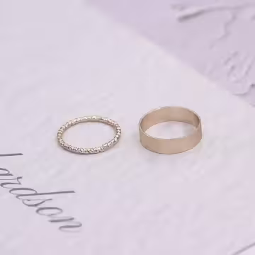 簡約白珍珠圓環×四套件戒指組×金色