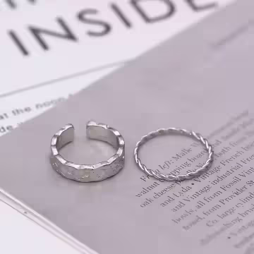 波紋羅馬數字×四套件戒指組×銀色