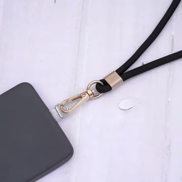 可調節雙環×金色×黑色布滌綸繩×手機斜背雙勾掛繩×金黑色.avif