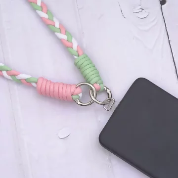 撞色麻花辮×手機斜背雙勾掛繩×灰粉.avif