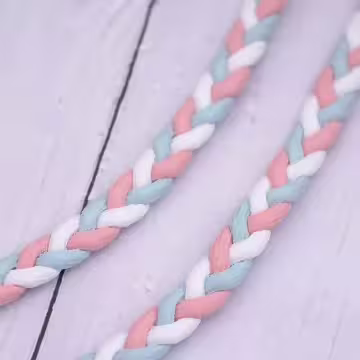 撞色麻花辮×手機斜背雙勾掛繩×粉藍