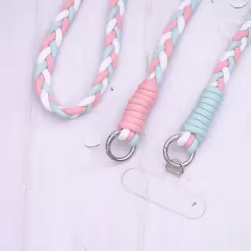撞色麻花辮×手機斜背雙勾掛繩×粉藍