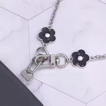 法式小花×手機斜背雙勾掛繩×黑色