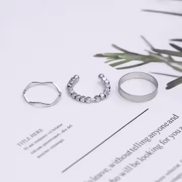 小碎銀簡約波浪×六套件戒指組×銀色