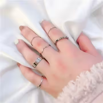 小碎銀簡約波浪×六套件戒指組×銀色