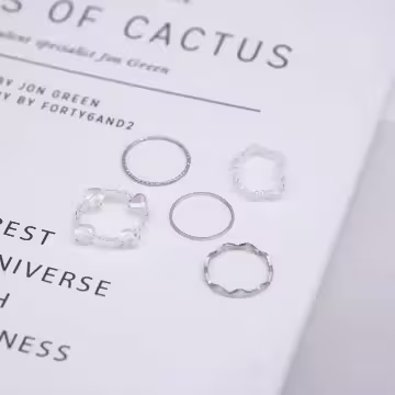 愛心小串珠×五套件戒指組×透白