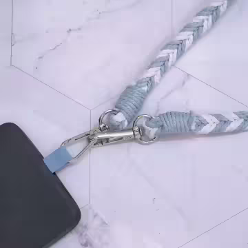 拼色麻花辮子×手機斜背雙勾掛繩×藍色