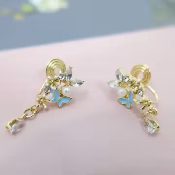 蝴蝶花園×蚊香盤U型耳夾