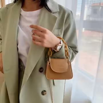 糖果色鍊條小廢包×斜背包×駝色