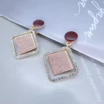 幾何雙菱型晶鑽×三角耳夾