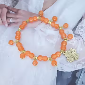 結果的橙色四葉草×固定式串珠手鍊