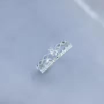 925銀飾×雙層蕾絲拱星×開口戒指