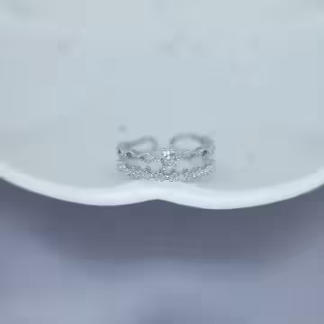 925銀飾×雙層蕾絲拱星×開口戒指
