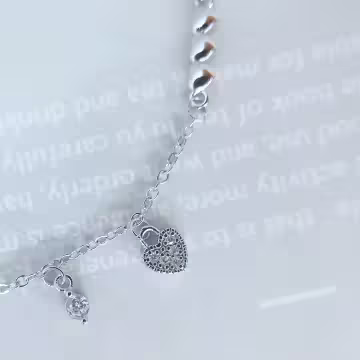 925銀飾×愛心鋯石流蘇×手鍊