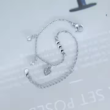 925銀飾×愛心鋯石流蘇×手鍊