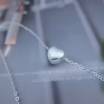 925銀飾×簡約磨砂愛心×鎖骨項鍊