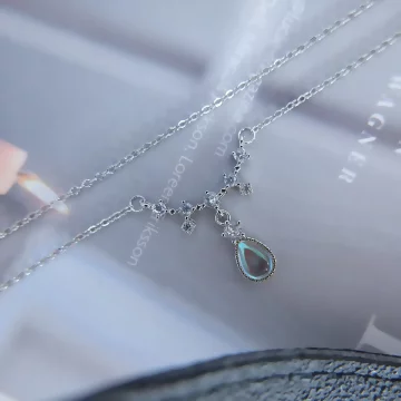 925銀飾×法式散鑽雨滴×鎖骨項鍊 .avif