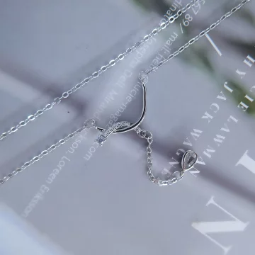 925銀飾×交織晶鑽垂墜水滴×鎖骨項鍊 .avif