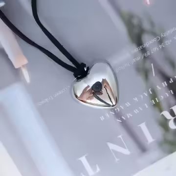 皮繩光面大愛心×長項鍊